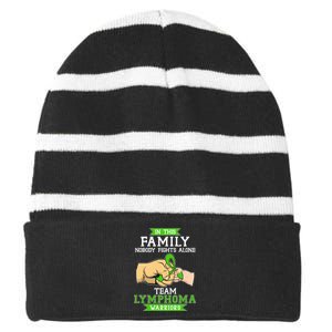 Team Lymphoma Warriors Green Ribbon Fist Bump Striped Beanie with Solid Band