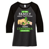 Team Lymphoma Warriors Green Ribbon Fist Bump Women's Tri-Blend 3/4-Sleeve Raglan Shirt