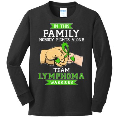 Team Lymphoma Warriors Green Ribbon Fist Bump Kids Long Sleeve Shirt