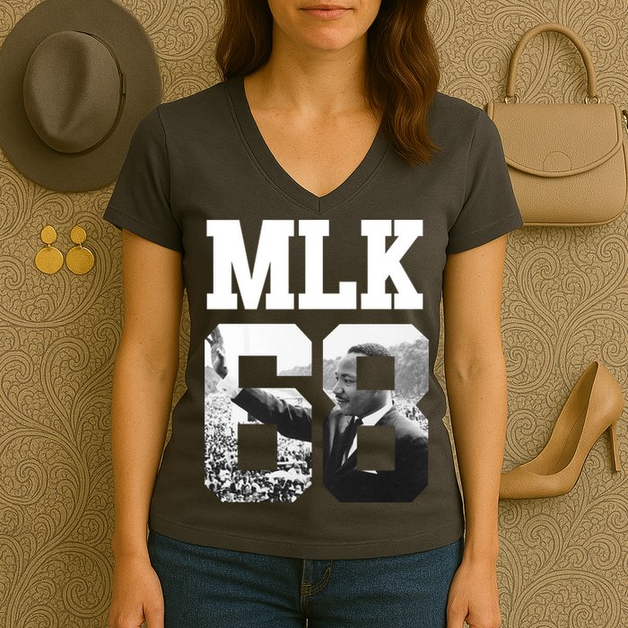 Team MLK 68 Martin Luther King Women's V-Neck T-Shirt