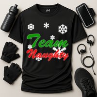 Team Naughty Matching Christmas Cooling Performance Crew T-Shirt