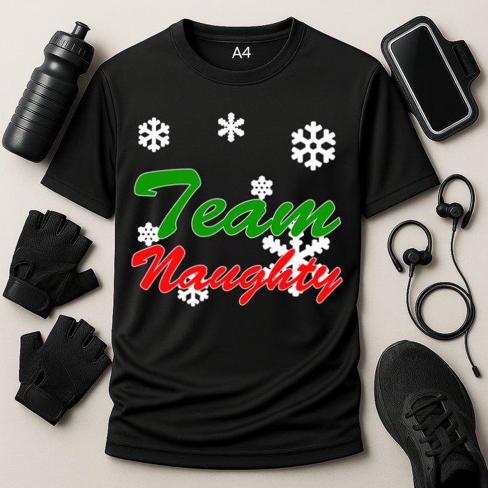 Team Naughty Matching Christmas Cooling Performance Crew T-Shirt