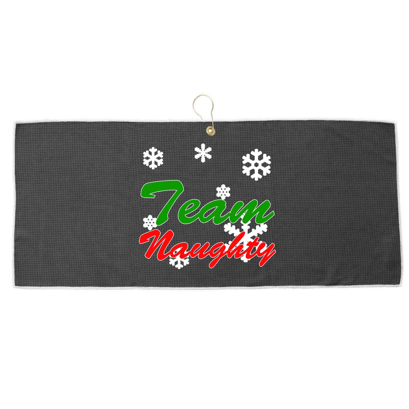 Team Naughty Matching Christmas Large Microfiber Waffle Golf Towel