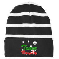 Team Naughty Matching Christmas Striped Beanie with Solid Band