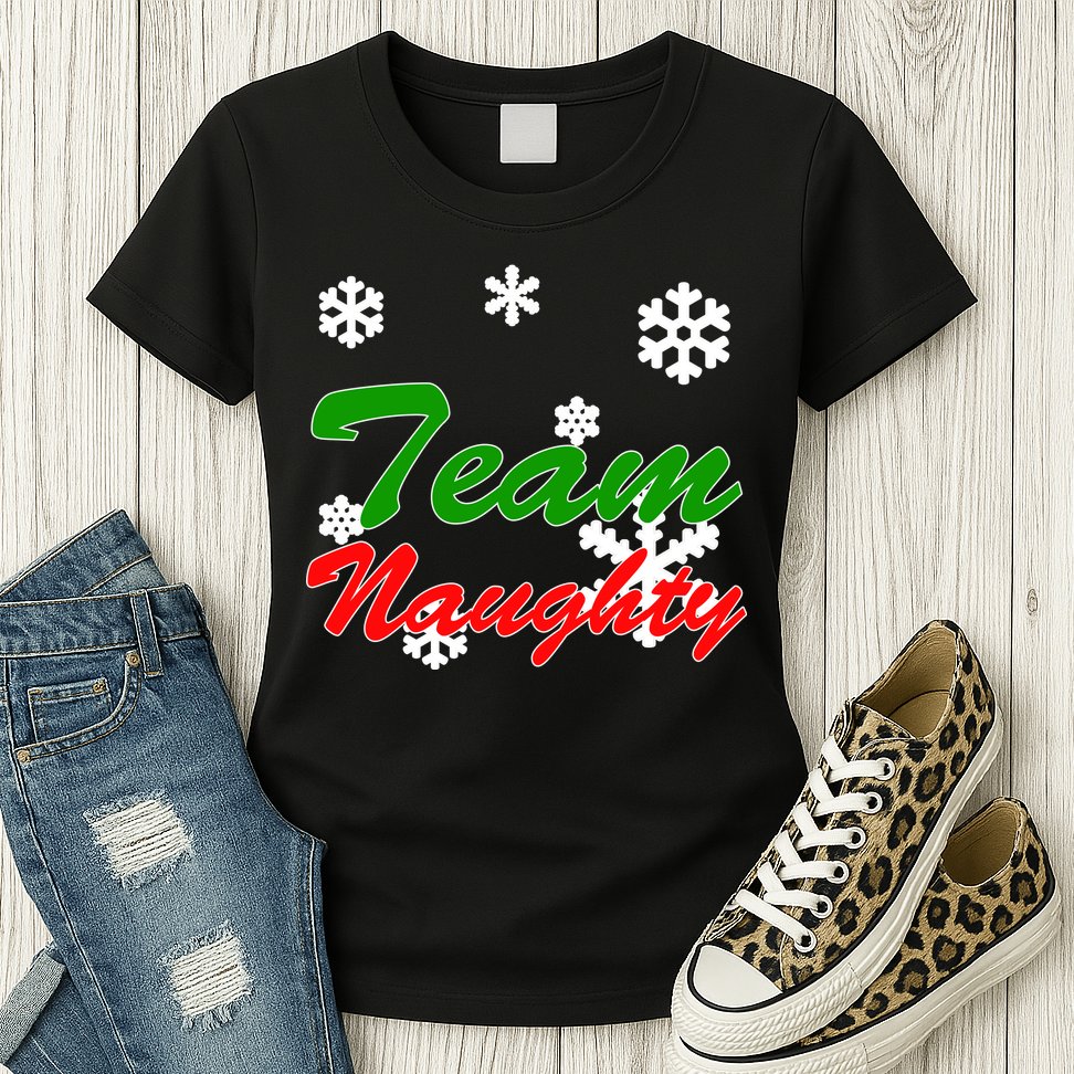 Team Naughty Matching Christmas Womens T-Shirt