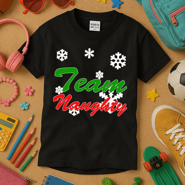 Team Naughty Matching Christmas Kids T-Shirt