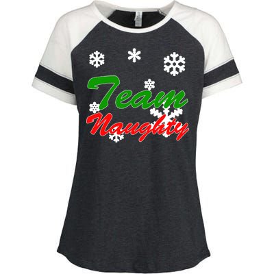 Team Naughty Matching Christmas Enza Ladies Jersey Colorblock Tee