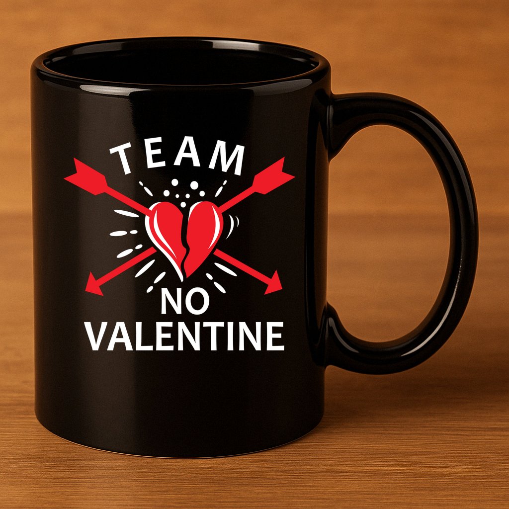 Team No Valentine 11oz C Handle Ceramic Mug
