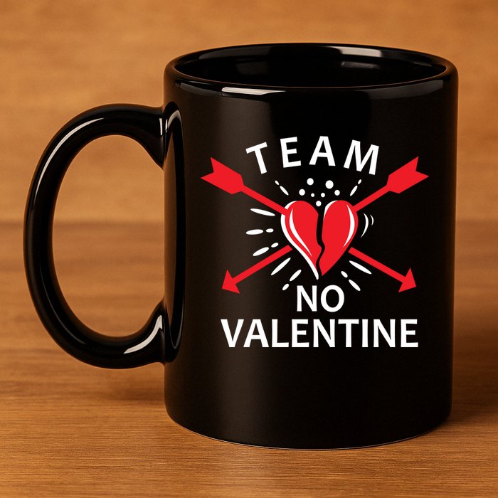 Team No Valentine 11oz C Handle Ceramic Mug