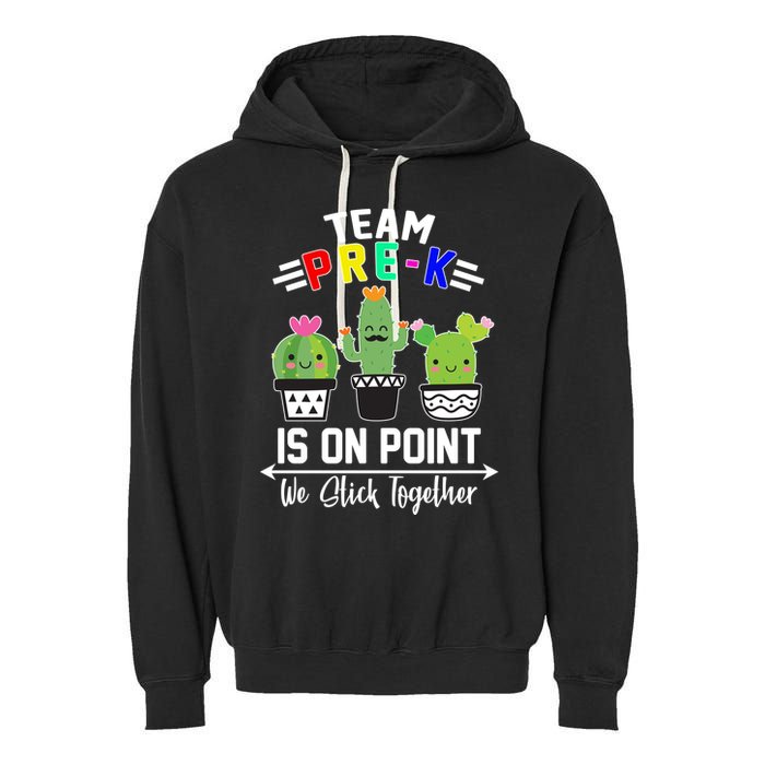 Team Pre-K Is On Point Garment-Dyed Fleece Hoodie