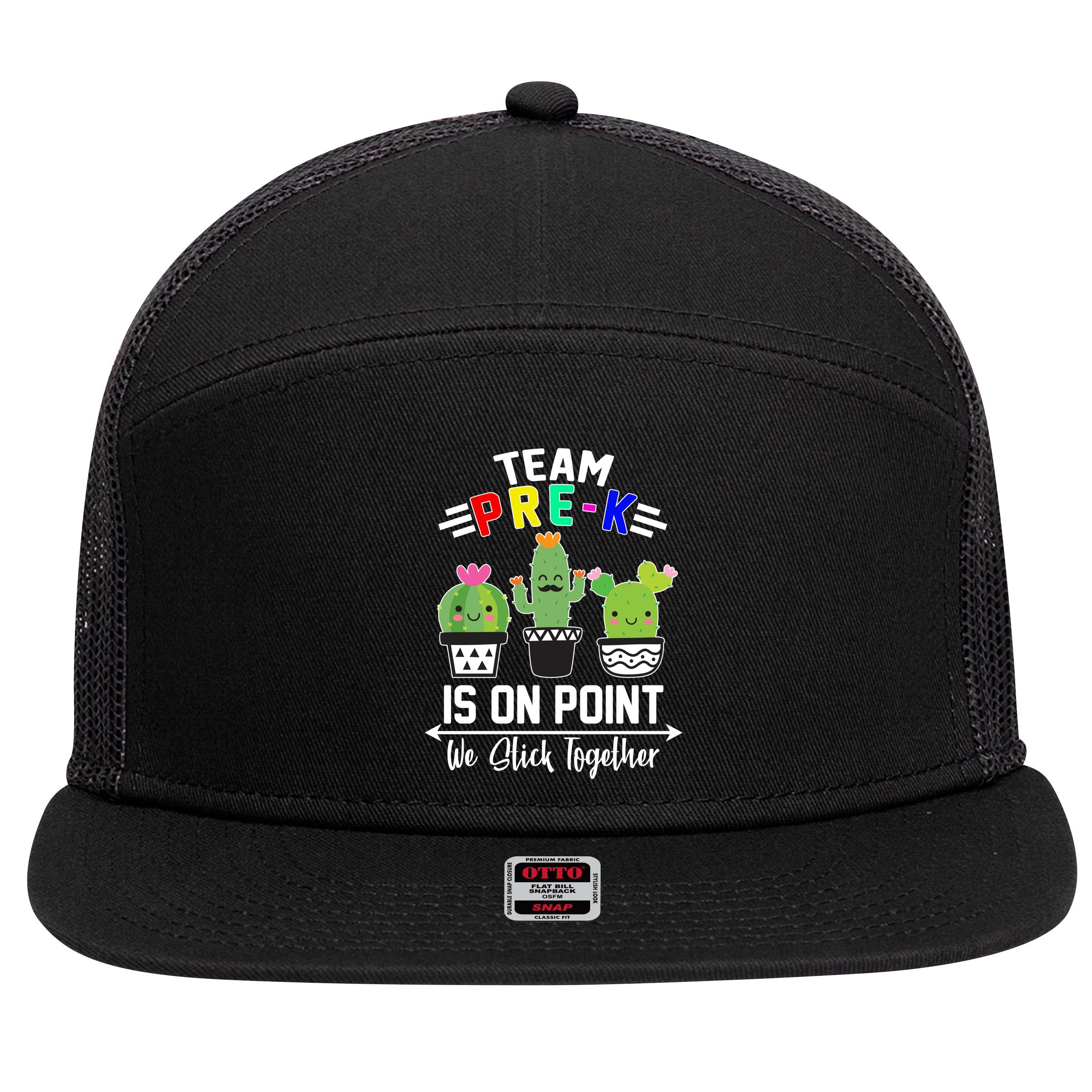 Team Pre-K Is On Point 7 Panel Mesh Trucker Snapback Hat