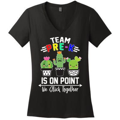 Team Pre-K Is On Point Women's V-Neck T-Shirt