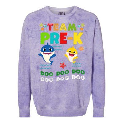 Team Pre-K Shark Doo Doo Doo Colorblast Crewneck Sweatshirt