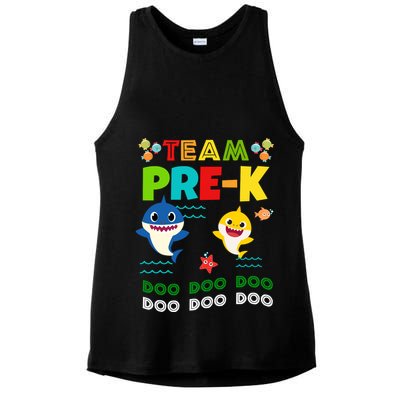 Team Pre-K Shark Doo Doo Doo Ladies PosiCharge Tri-Blend Wicking Tank
