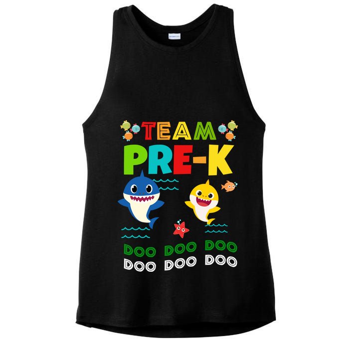 Team Pre-K Shark Doo Doo Doo Ladies PosiCharge Tri-Blend Wicking Tank