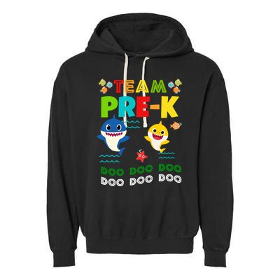 Team Pre-K Shark Doo Doo Doo Garment-Dyed Fleece Hoodie
