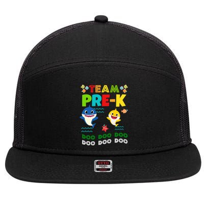 Team Pre-K Shark Doo Doo Doo 7 Panel Mesh Trucker Snapback Hat
