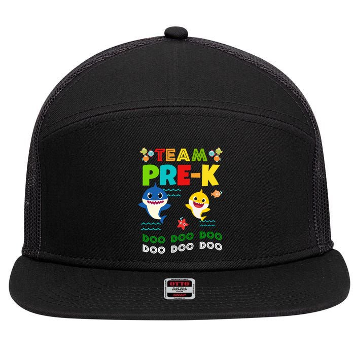 Team Pre-K Shark Doo Doo Doo 7 Panel Mesh Trucker Snapback Hat