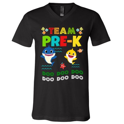 Team Pre-K Shark Doo Doo Doo V-Neck T-Shirt