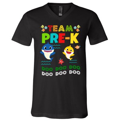 Team Pre-K Shark Doo Doo Doo V-Neck T-Shirt