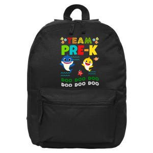 Team Pre-K Shark Doo Doo Doo 16 in Basic Backpack