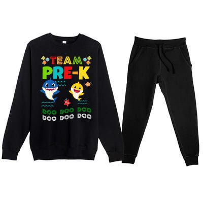 Team Pre-K Shark Doo Doo Doo Premium Crewneck Sweatsuit Set