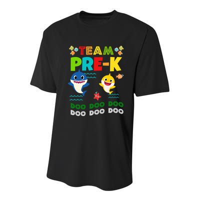 Team Pre-K Shark Doo Doo Doo Youth Performance Sprint T-Shirt