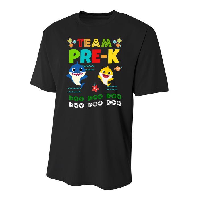 Team Pre-K Shark Doo Doo Doo Youth Performance Sprint T-Shirt