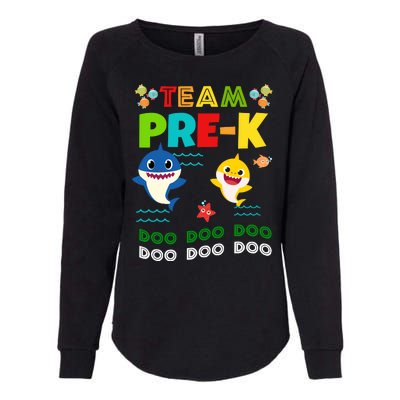 Team Pre-K Shark Doo Doo Doo Womens California Wash Sweatshirt