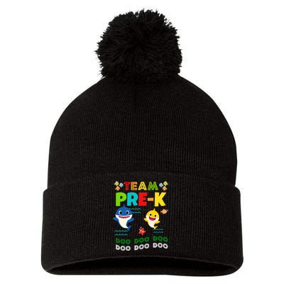 Team Pre-K Shark Doo Doo Doo Pom Pom 12in Knit Beanie