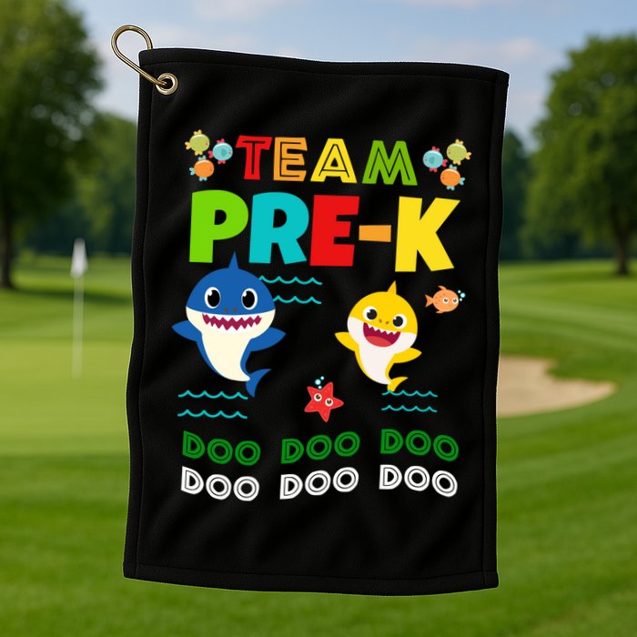Team Pre-K Shark Doo Doo Doo Golf Towel