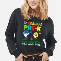 Team Pre-K Shark Doo Doo Doo Cropped Pullover Crew
