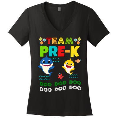 Team Pre-K Shark Doo Doo Doo Women's V-Neck T-Shirt