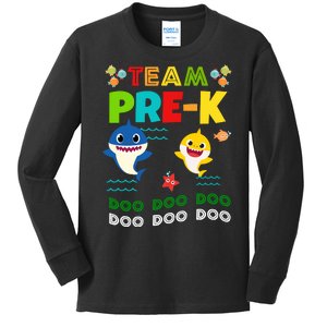 Team Pre-K Shark Doo Doo Doo Kids Long Sleeve Shirt