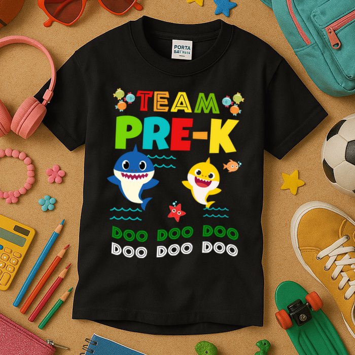 Team Pre-K Shark Doo Doo Doo Kids T-Shirt