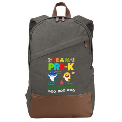 Team Pre-K Shark Doo Doo Doo Cotton Canvas Backpack