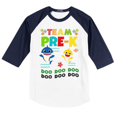 Team Pre-K Shark Doo Doo Doo Baseball Sleeve Shirt