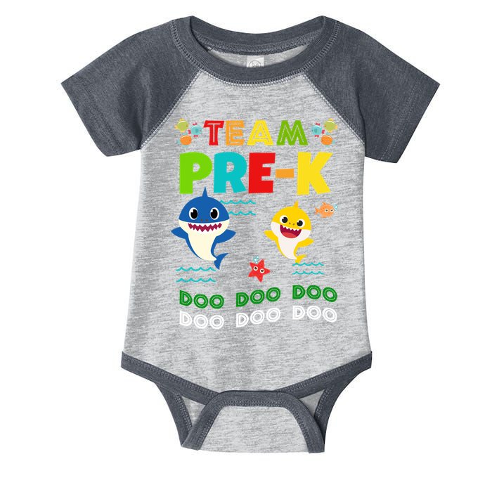 Team Pre-K Shark Doo Doo Doo Infant Baby Jersey Bodysuit