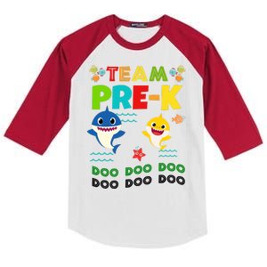 Team Pre-K Shark Doo Doo Doo Kids Colorblock Raglan Jersey