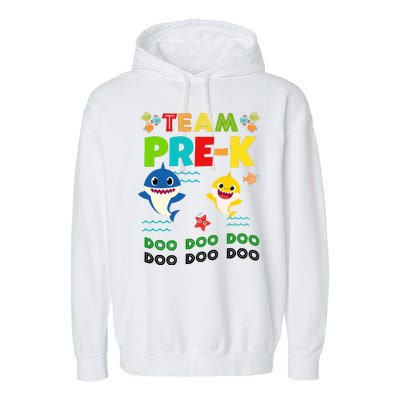 Team Pre-K Shark Doo Doo Doo Garment-Dyed Fleece Hoodie