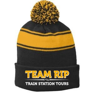 Team Rip Train Station Tours Yellowstone Stripe Pom Pom Beanie