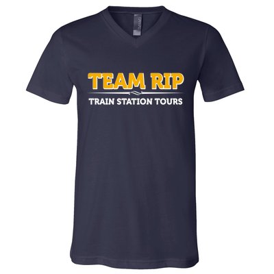 Team Rip Train Station Tours Yellowstone V-Neck T-Shirt