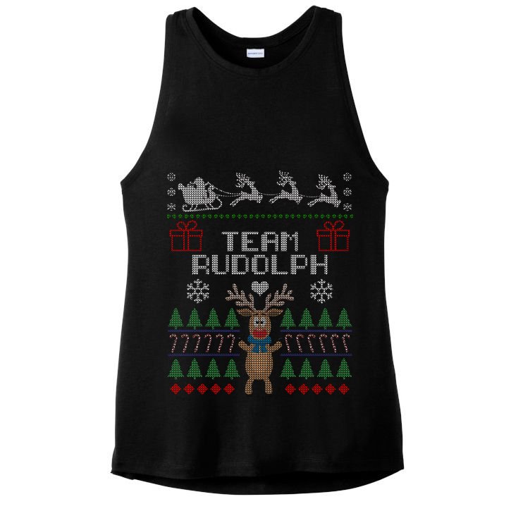 Team Rudolph Ugly Christmas Ladies PosiCharge Tri-Blend Wicking Tank
