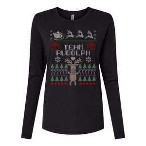 Team Rudolph Ugly Christmas Womens Cotton Relaxed Long Sleeve T-Shirt