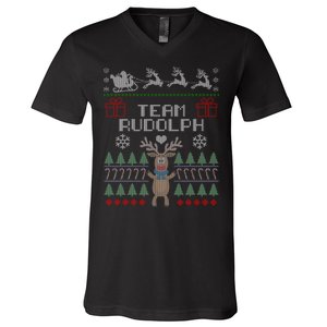 Team Rudolph Ugly Christmas V-Neck T-Shirt