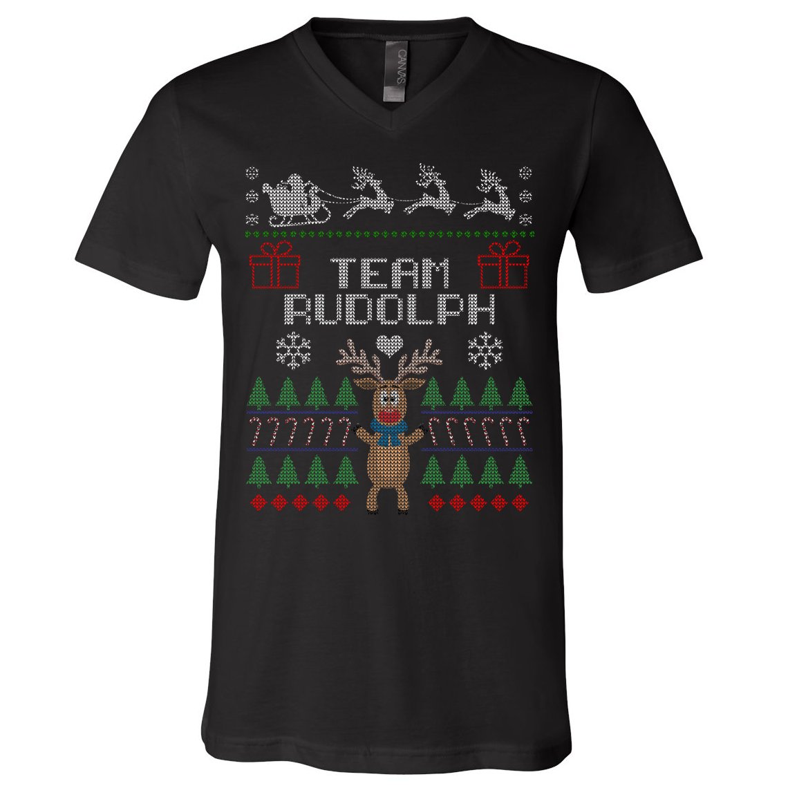 Team Rudolph Ugly Christmas V-Neck T-Shirt