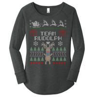 Team Rudolph Ugly Christmas Women's Perfect Tri Tunic Long Sleeve Shirt