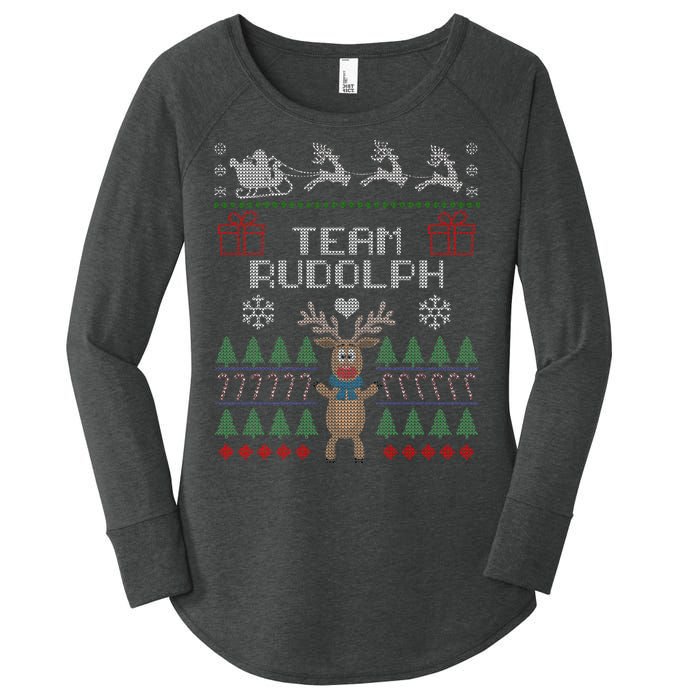 Team Rudolph Ugly Christmas Women's Perfect Tri Tunic Long Sleeve Shirt