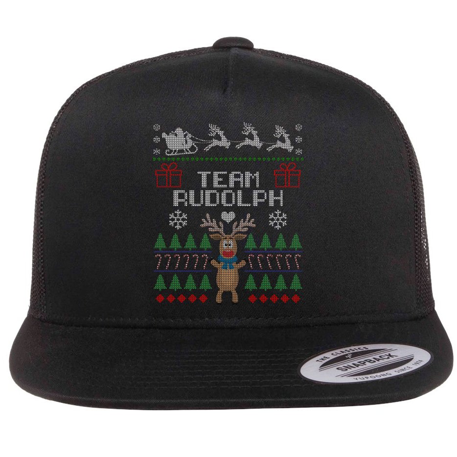 Team Rudolph Ugly Christmas Flat Bill Trucker Hat