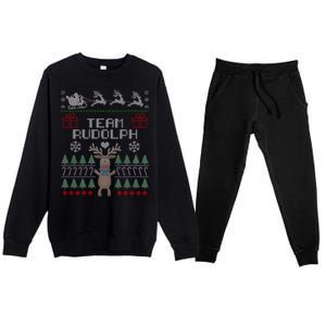 Team Rudolph Ugly Christmas Premium Crewneck Sweatsuit Set